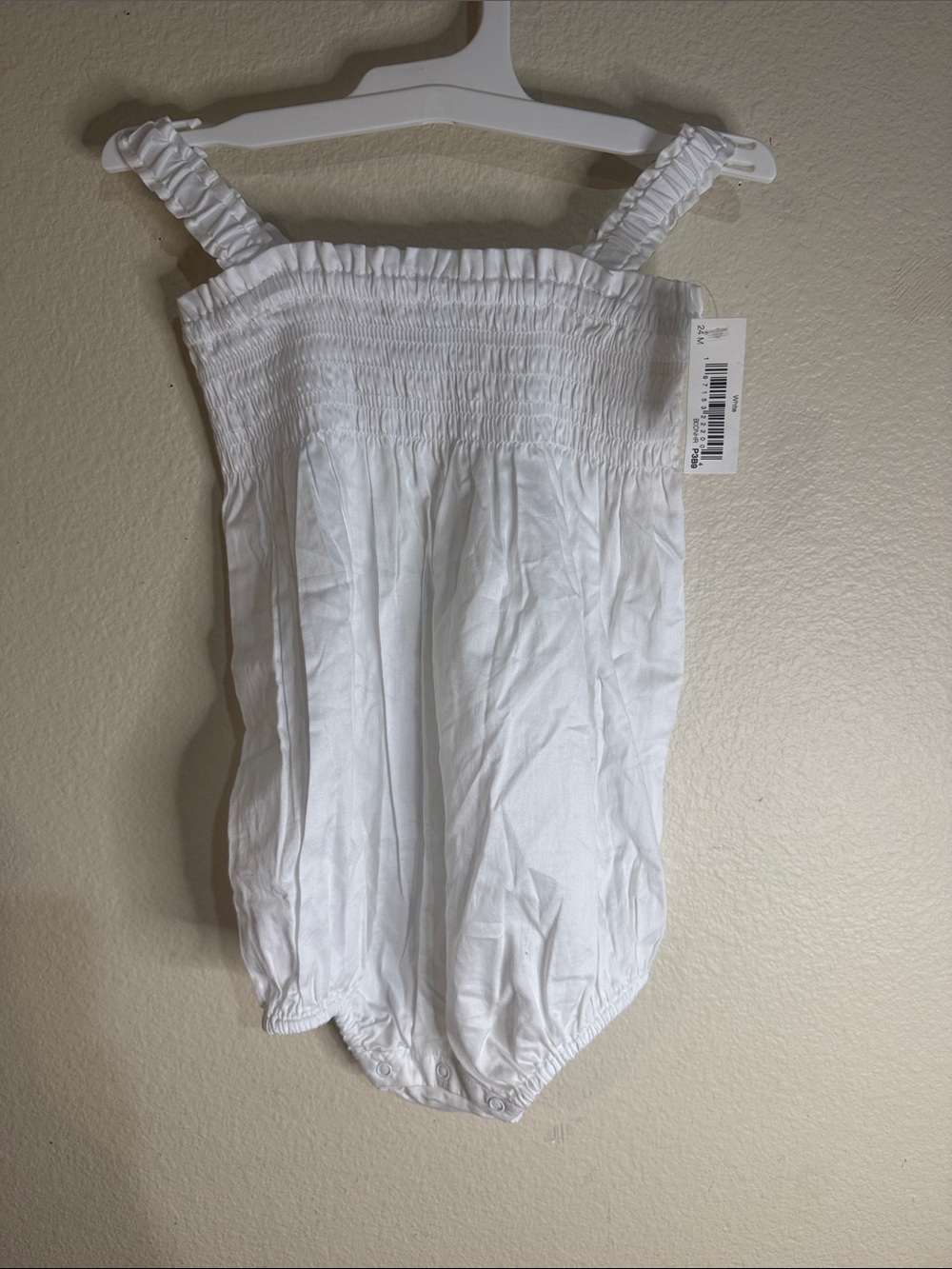 Amazon Essentials White Smocked Baby Romper